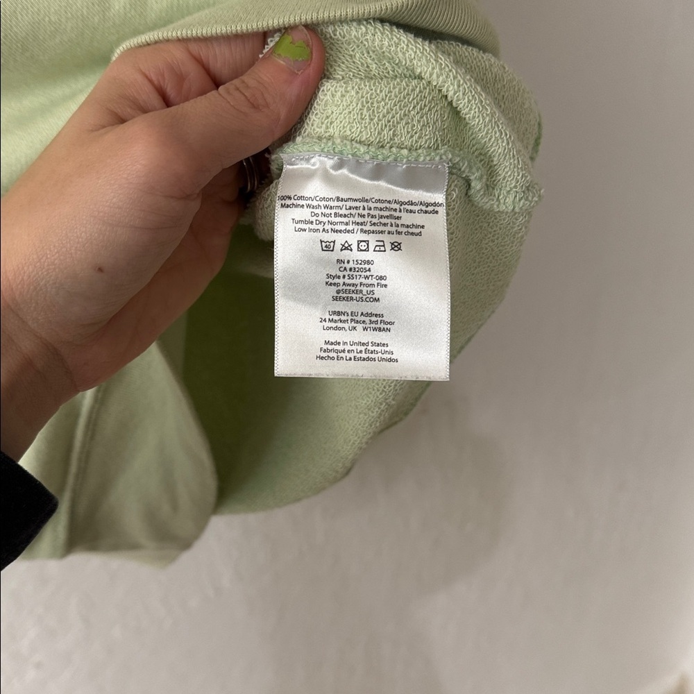 Seeker Dorian Sweatshirt Green Raglan Short Sleeve Anthropologie Small - Picture 7 of 9